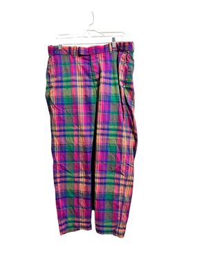 RLX Ralph Lauren Mens Plaid Golf Pants Blue Green Pink Flat Front Size 34x30